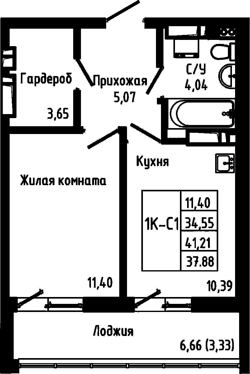 1-комнатная в ЖК «Луна»
