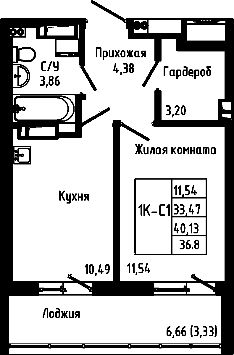 1-комнатная в ЖК «Луна»